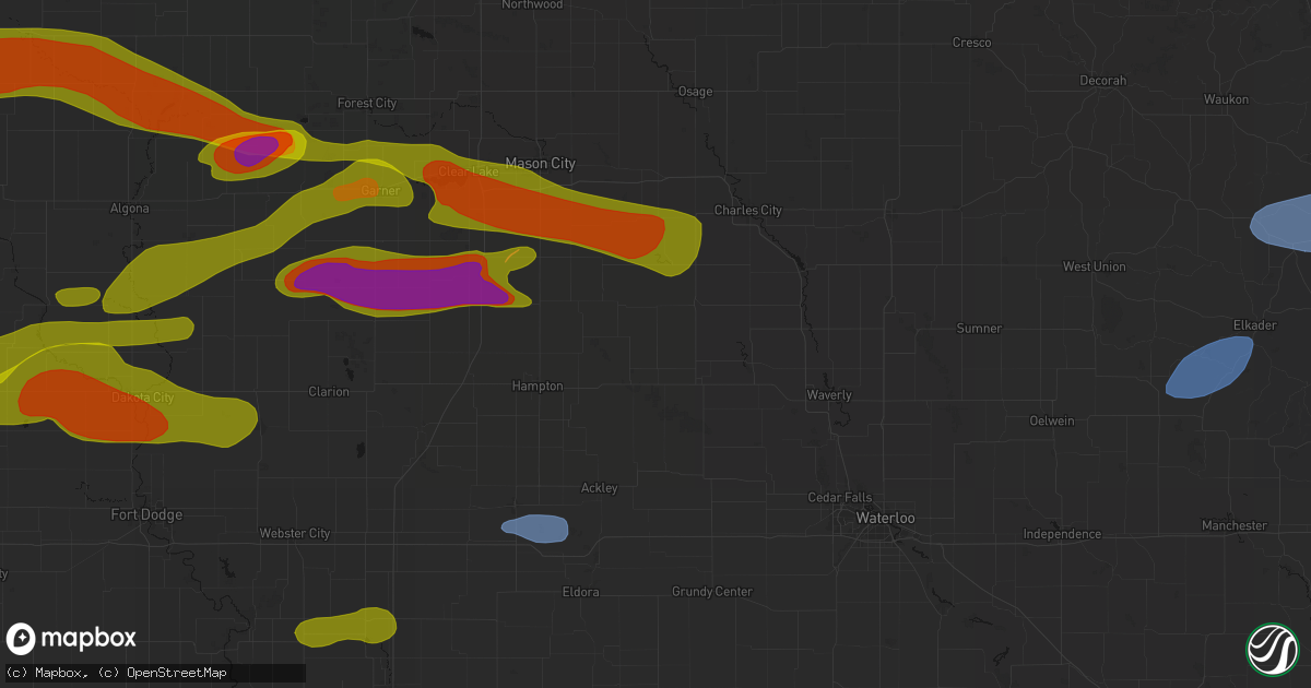 Hail map in Bristow, IA on May 15, 2026