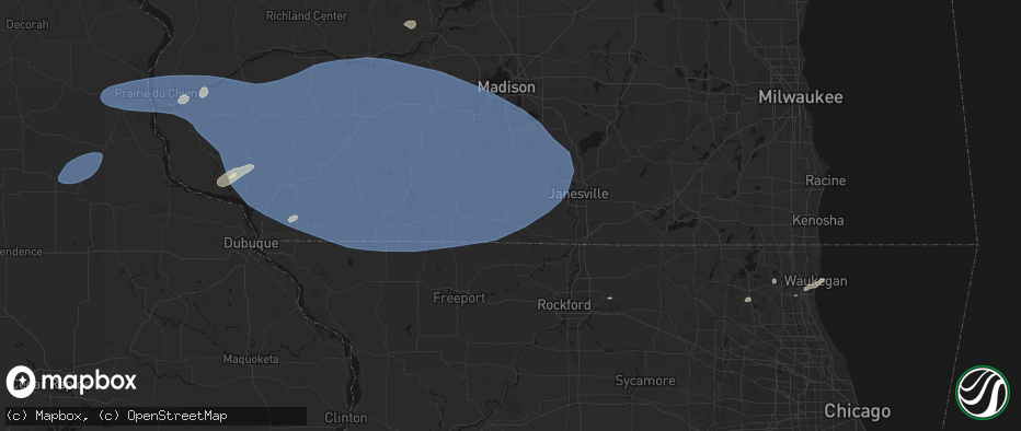 Hail map in Brodhead, WI on May 15, 2026
