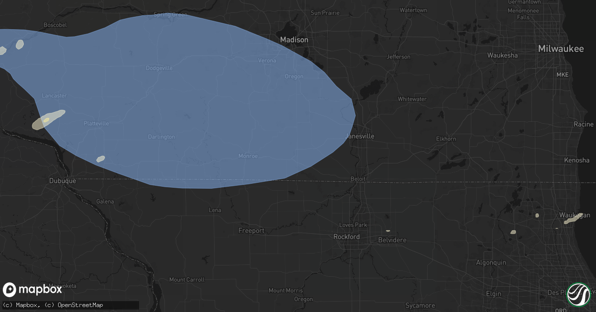 Hail map in Brodhead, WI on May 15, 2026