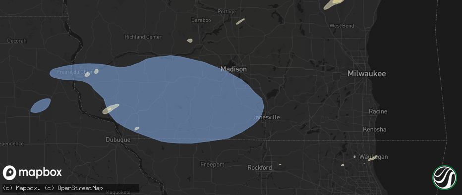 Hail map in Brooklyn, WI on May 15, 2026