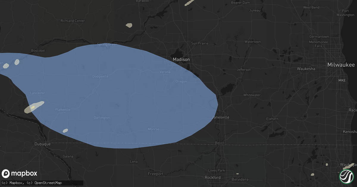 Hail map in Brooklyn, WI on May 15, 2026
