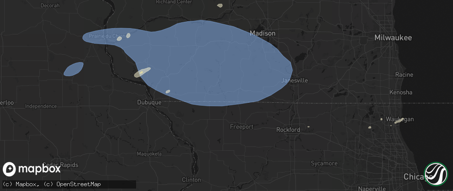 Hail map in Browntown, WI on May 15, 2026