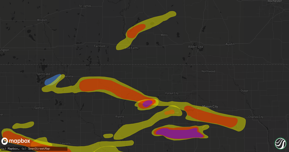 Hail map in Buffalo Center, IA on May 15, 2026