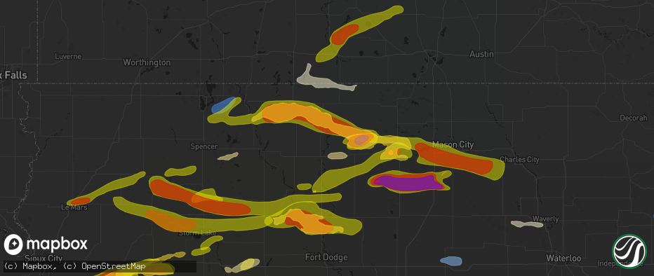 Hail map in Burt, IA on May 15, 2026