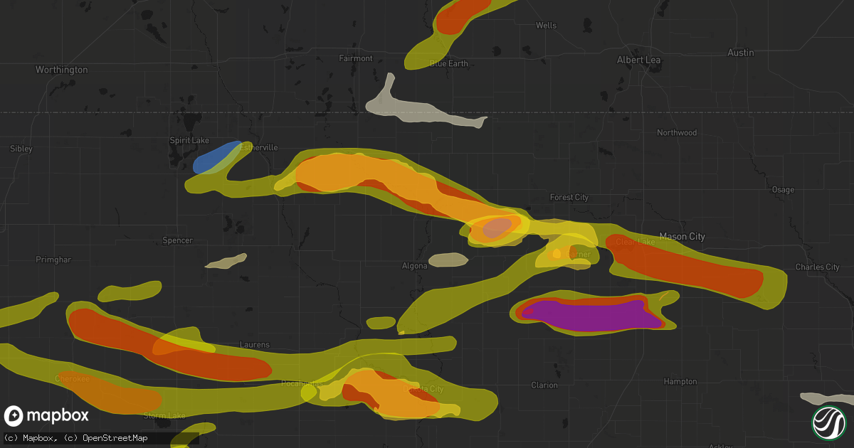Hail map in Burt, IA on May 15, 2026