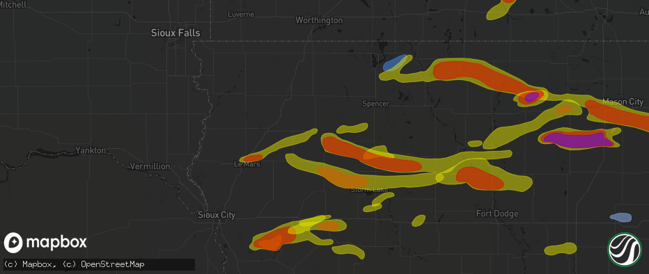 Hail map in Calumet, IA on May 15, 2026