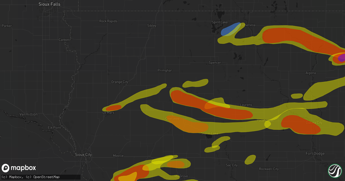 Hail map in Calumet, IA on May 15, 2026