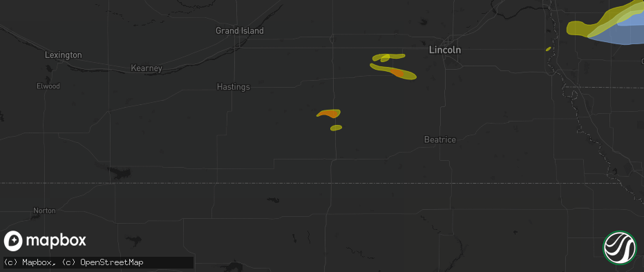 Hail map in Carleton, NE on May 15, 2026