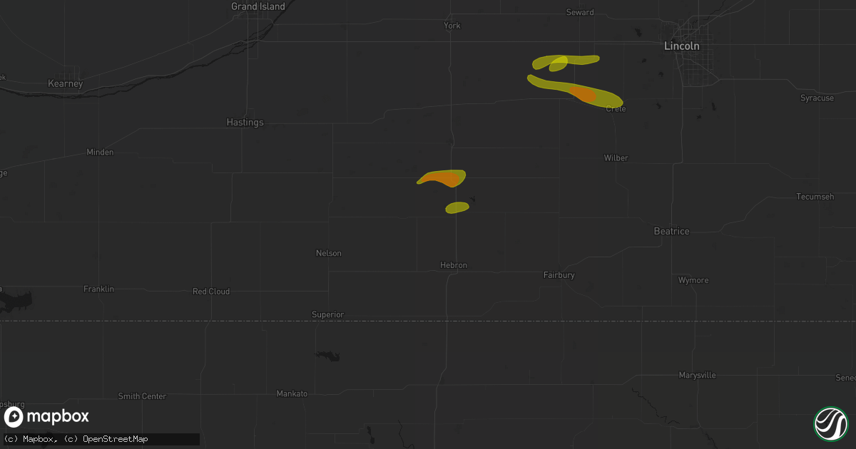 Hail map in Carleton, NE on May 15, 2026