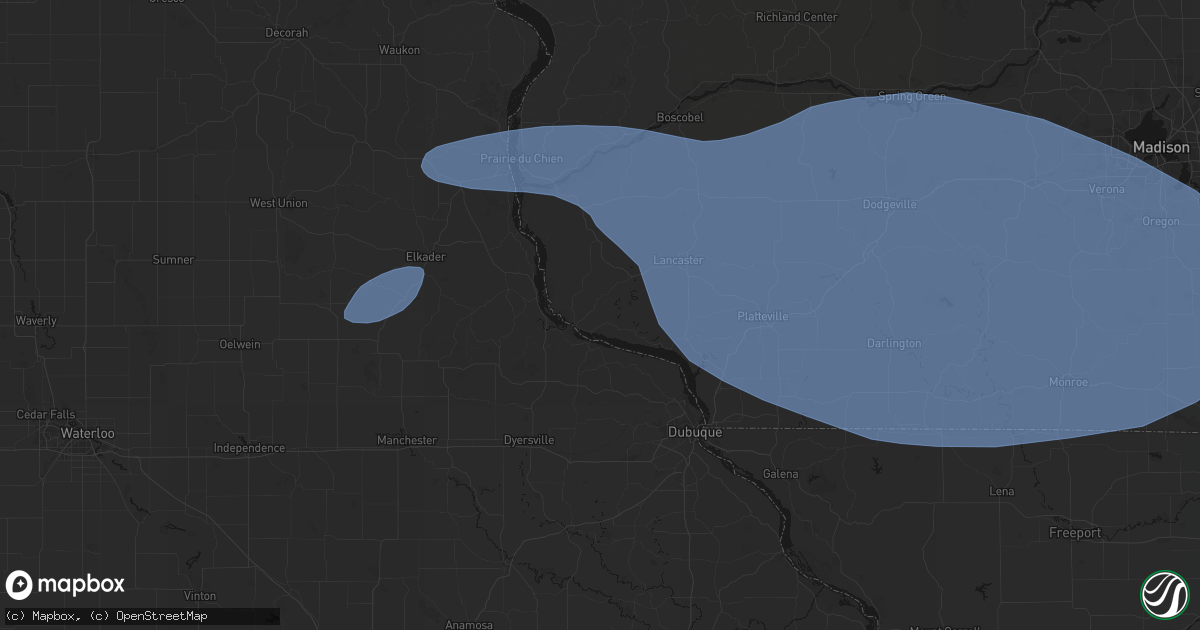 Hail map in Cassville, WI on May 15, 2026