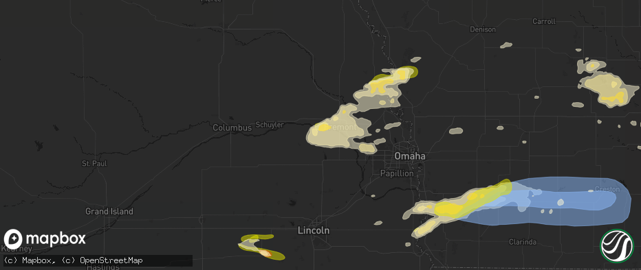 Hail map in Cedar Bluffs, NE on May 15, 2026