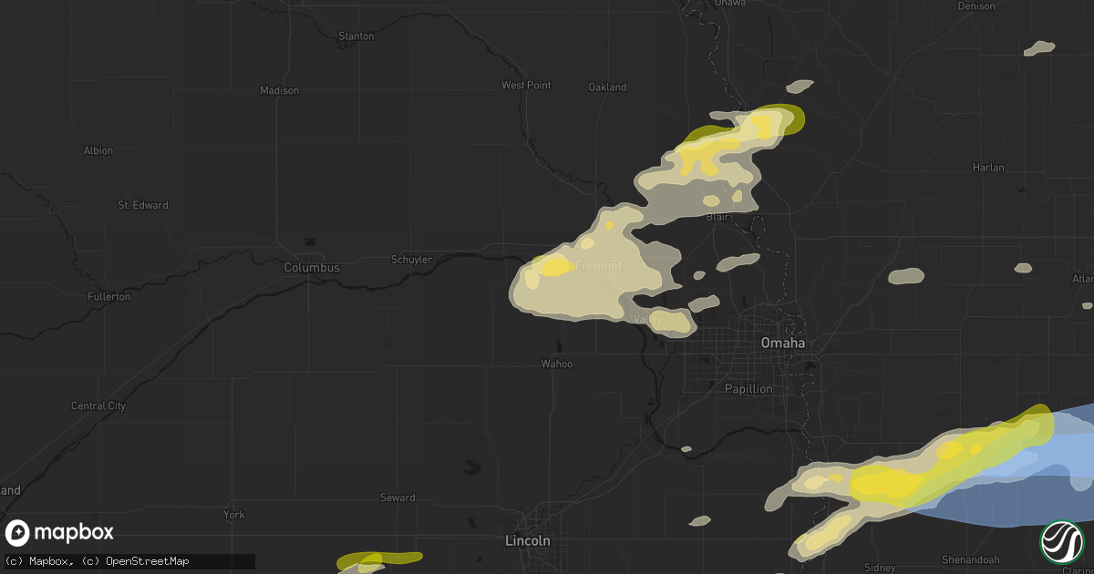 Hail map in Cedar Bluffs, NE on May 15, 2026