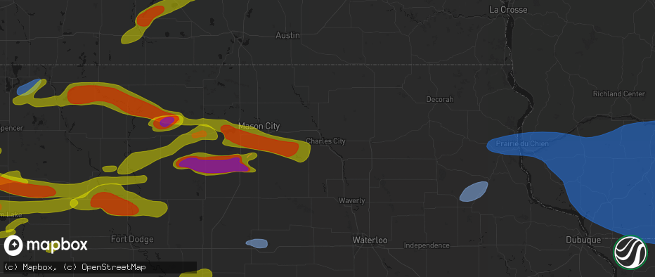 Hail map in Charles City, IA on May 15, 2026