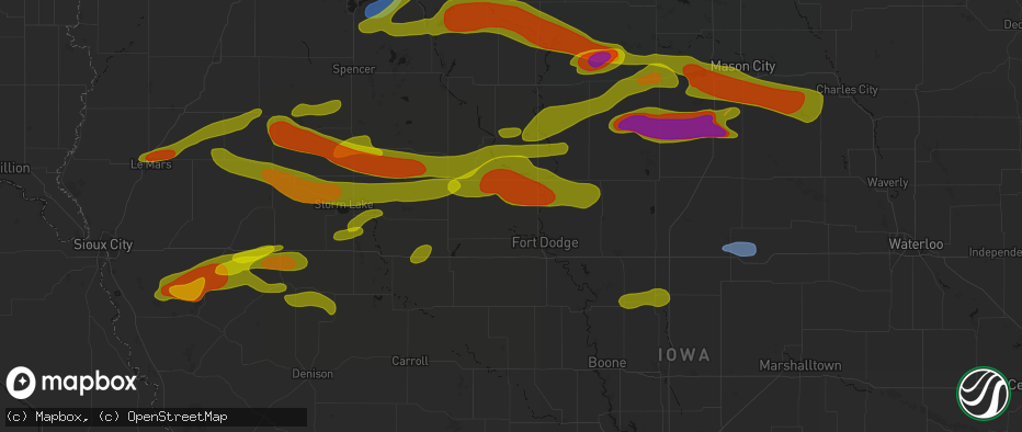 Hail map in Clare, IA on May 15, 2026