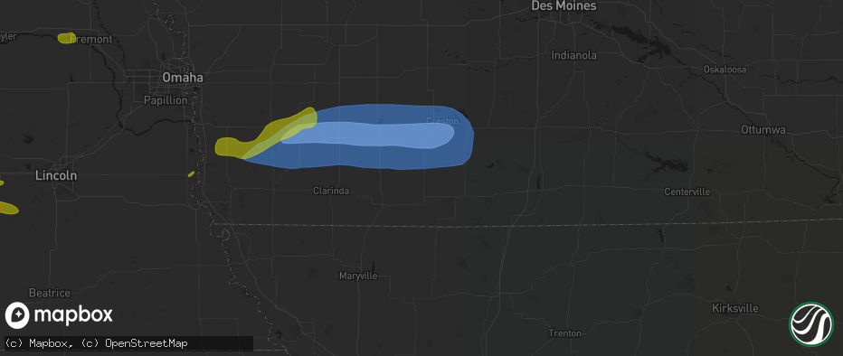 Hail map in Clearfield, IA on May 15, 2026