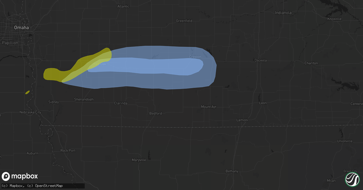 Hail map in Clearfield, IA on May 15, 2026