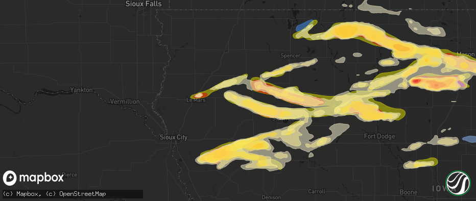 Hail map in Cleghorn, IA on May 15, 2026