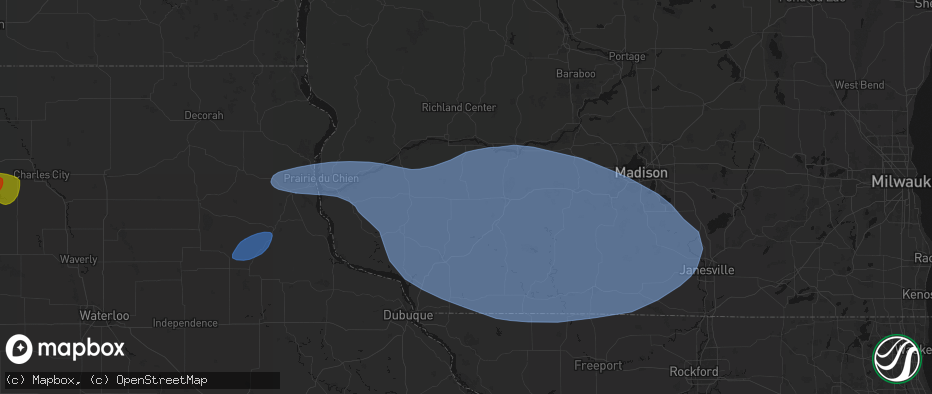 Hail map in Cobb, WI on May 15, 2026