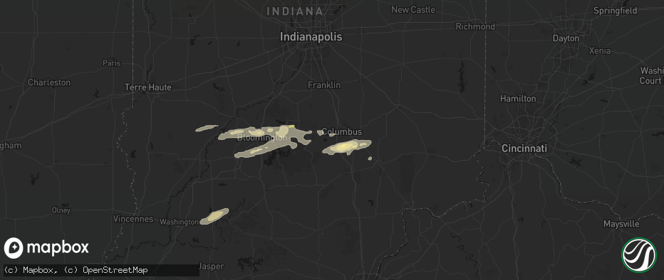 Hail map in Columbus, IN on May 15, 2026