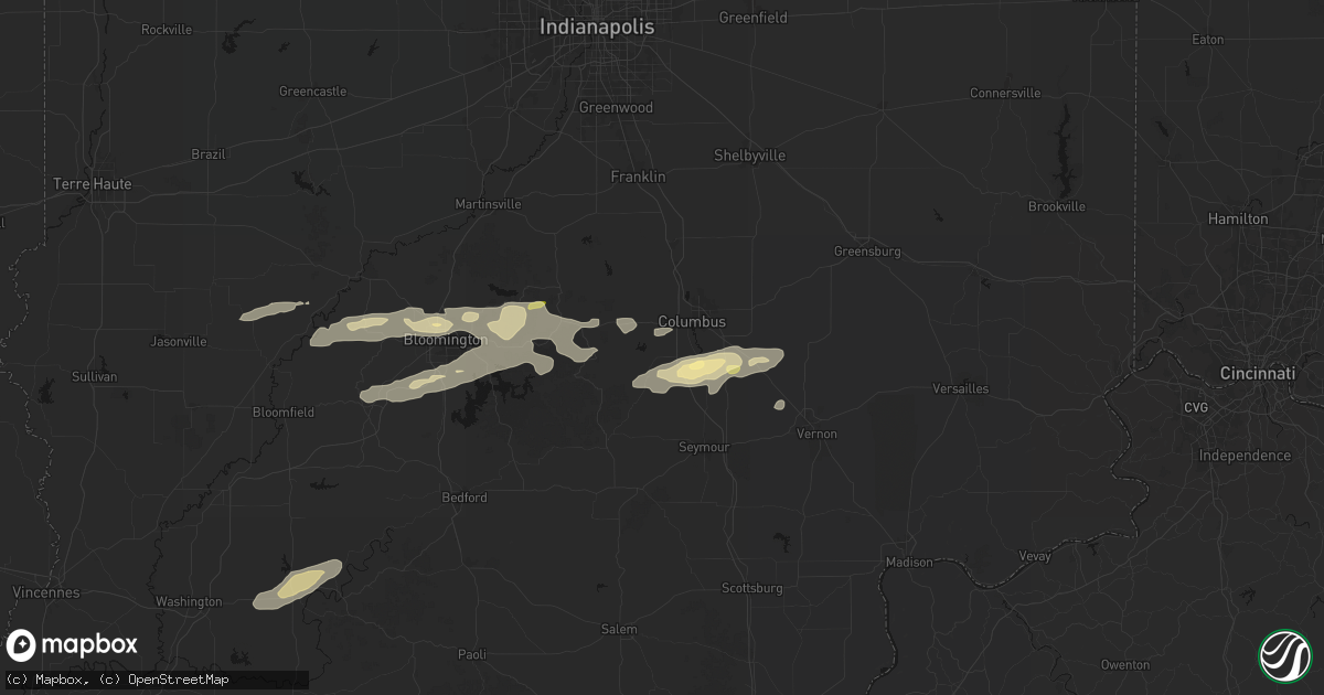 Hail map in Columbus, IN on May 15, 2026