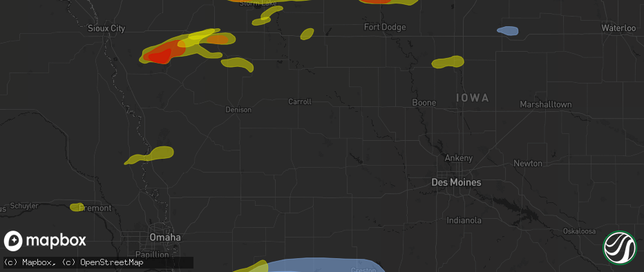 Hail map in Coon Rapids, IA on May 15, 2026