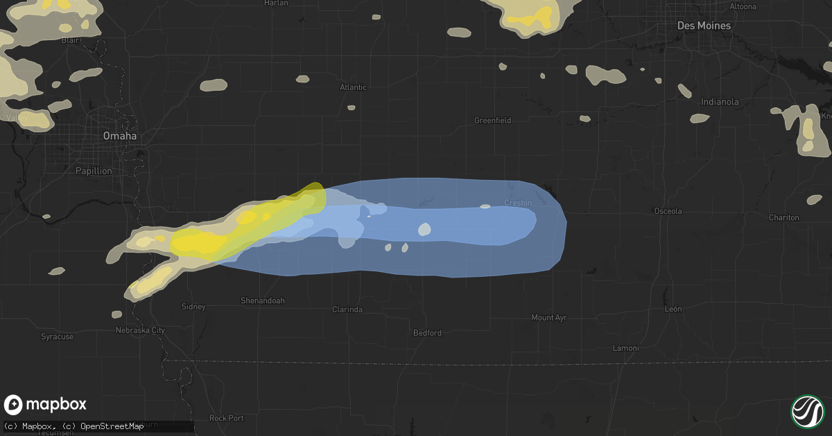 Hail map in Corning, IA on May 15, 2026