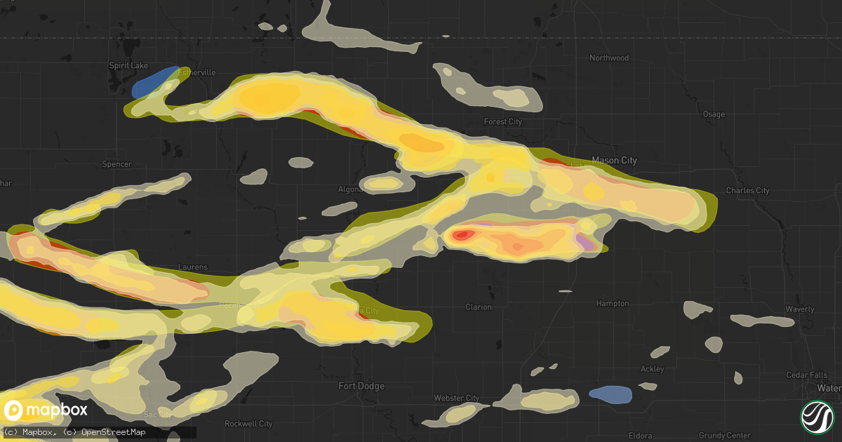 Hail map in Corwith, IA on May 15, 2026