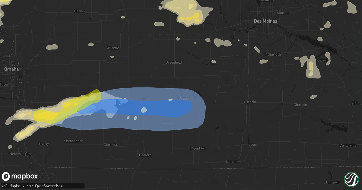 Hail map in Creston, IA on May 15, 2026