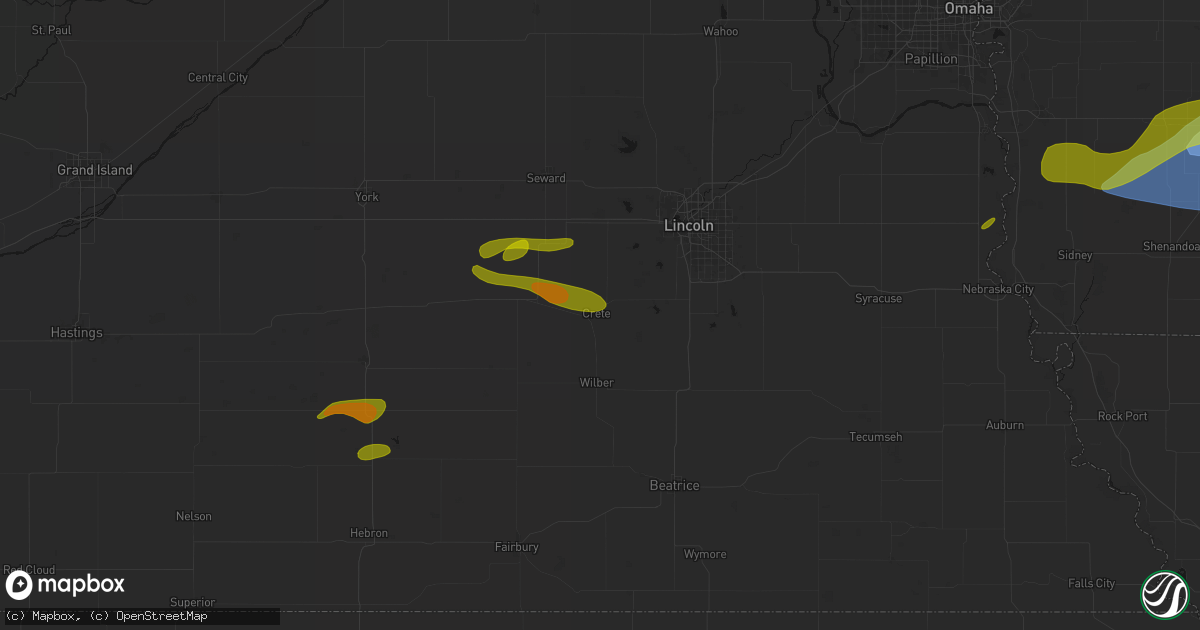 Hail map in Crete, NE on May 15, 2026