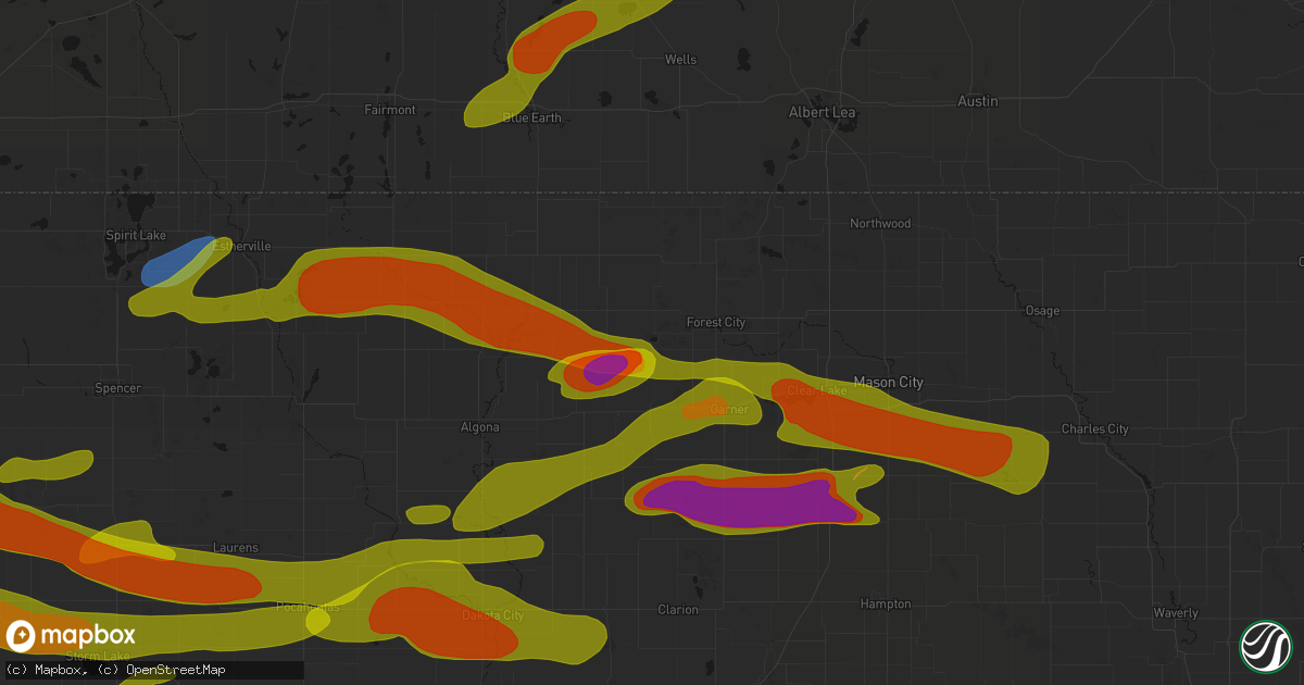 Hail map in Crystal Lake, IA on May 15, 2026