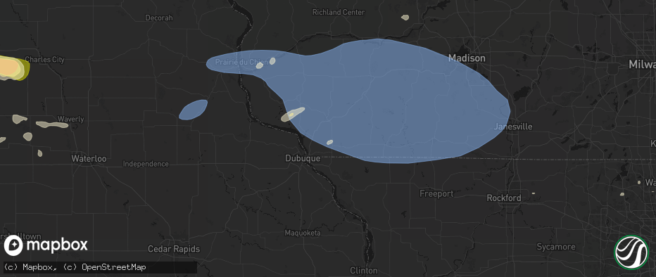 Hail map in Cuba City, WI on May 15, 2026