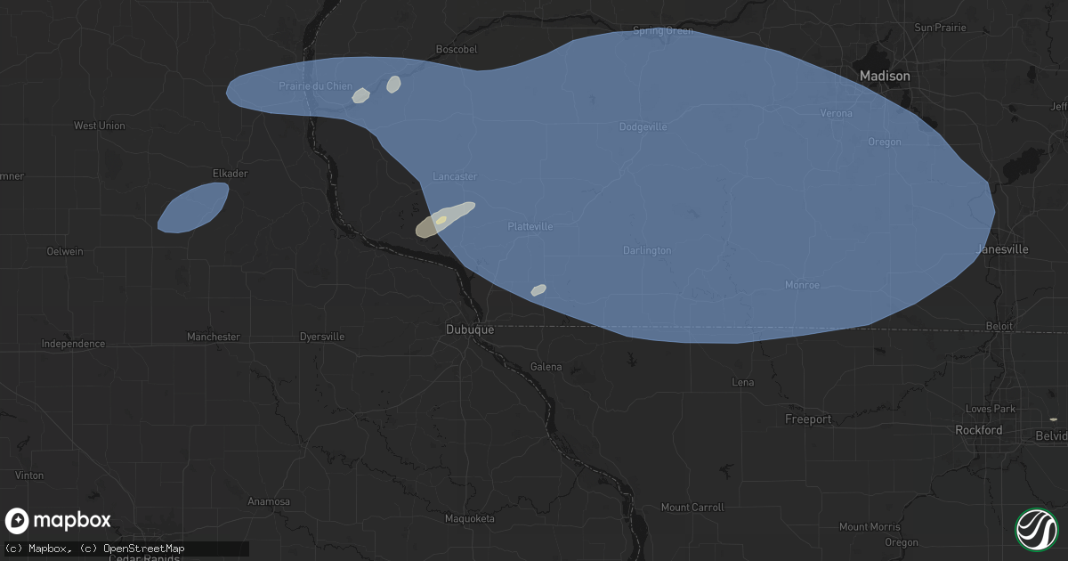 Hail map in Cuba City, WI on May 15, 2026