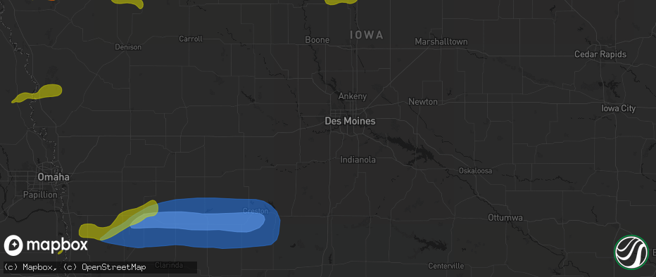 Hail map in Cumming, IA on May 15, 2026