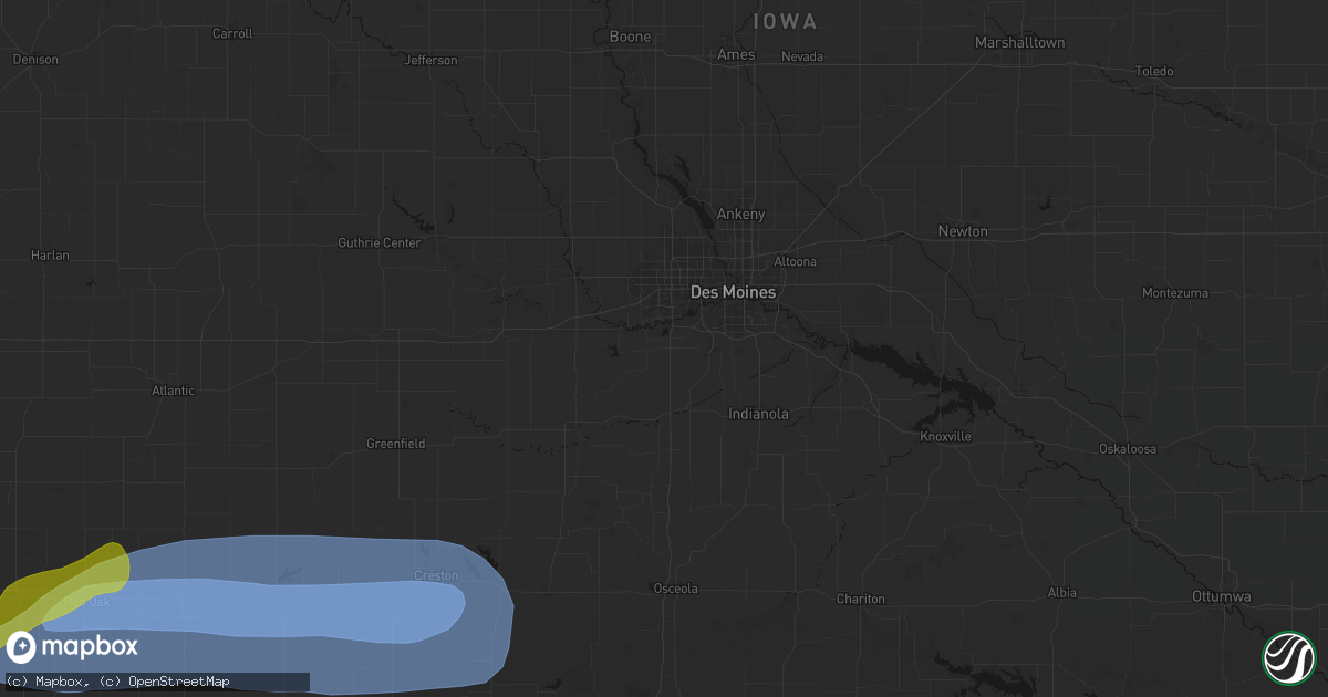 Hail map in Cumming, IA on May 15, 2026