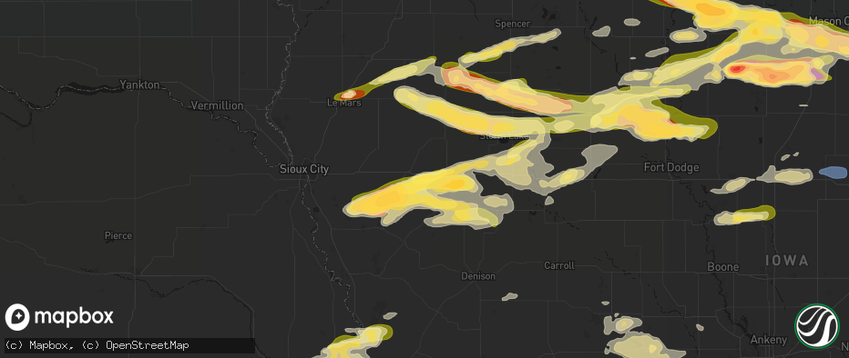 Hail map in Cushing, IA on May 15, 2026