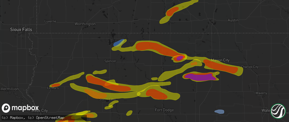 Hail map in Cylinder, IA on May 15, 2026