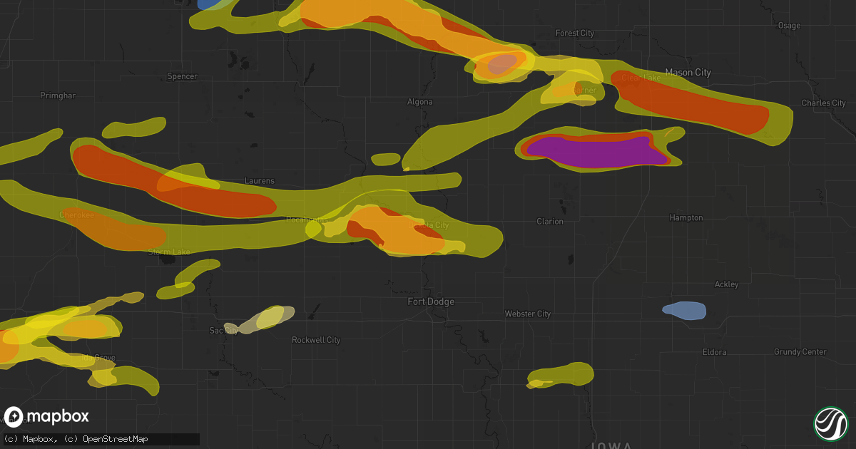 Hail map in Dakota City, IA on May 15, 2026