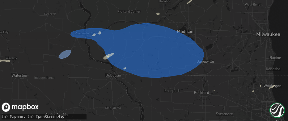 Hail map in Darlington, WI on May 15, 2026
