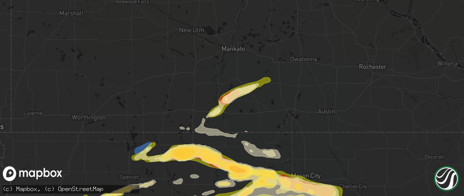 Hail map in Delavan, MN on May 15, 2026