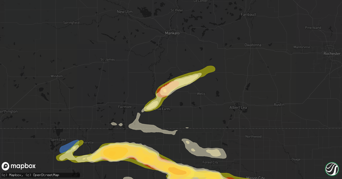 Hail map in Delavan, MN on May 15, 2026