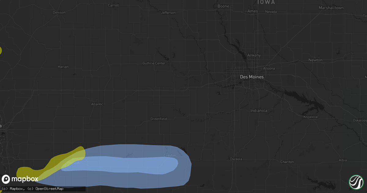 Hail map in Dexter, IA on May 15, 2026