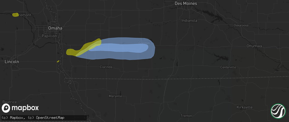 Hail map in Diagonal, IA on May 15, 2026