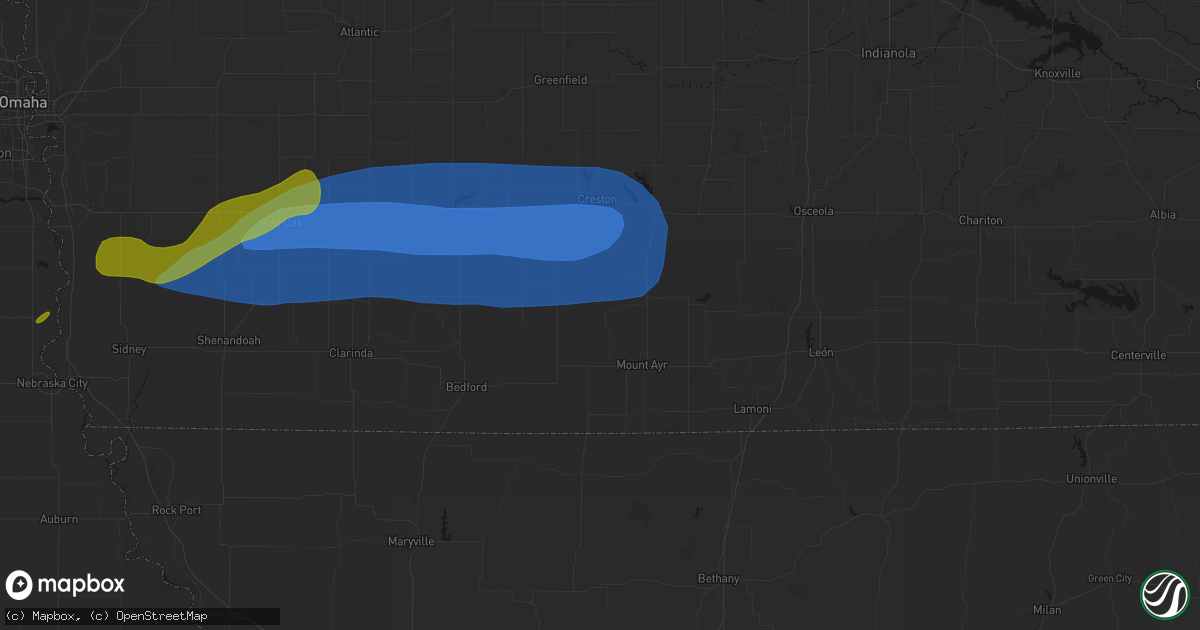 Hail map in Diagonal, IA on May 15, 2026
