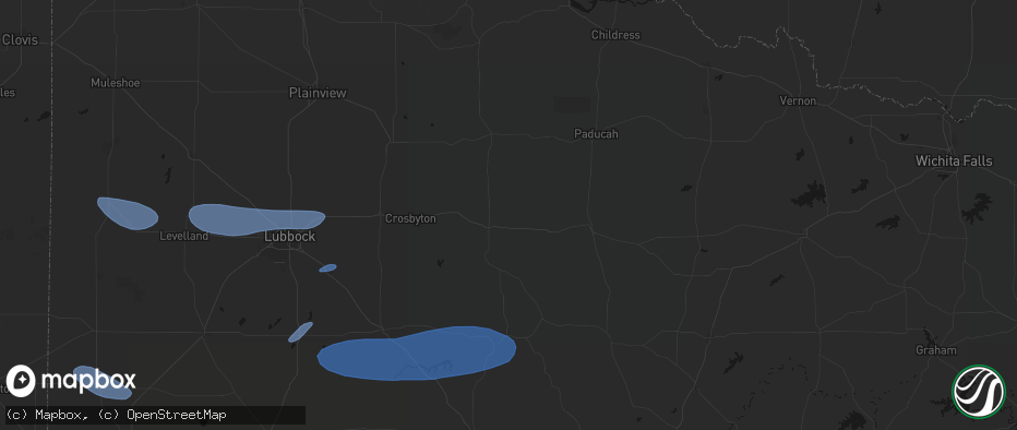 Hail map in Dickens, TX on May 15, 2026