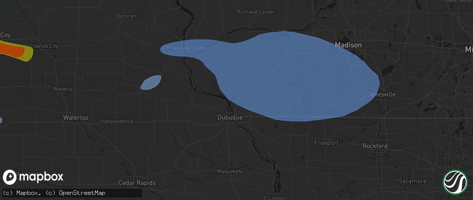 Hail map in Dickeyville, WI on May 15, 2026