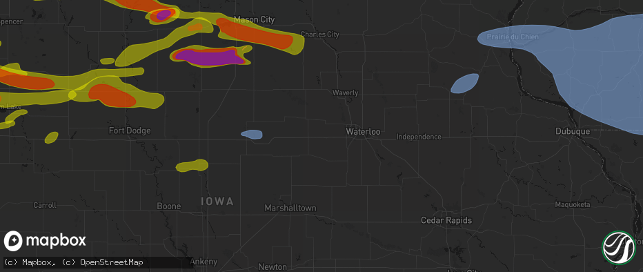 Hail map in Dike, IA on May 15, 2026