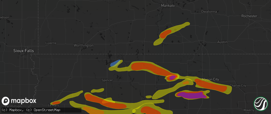 Hail map in Dolliver, IA on May 15, 2026