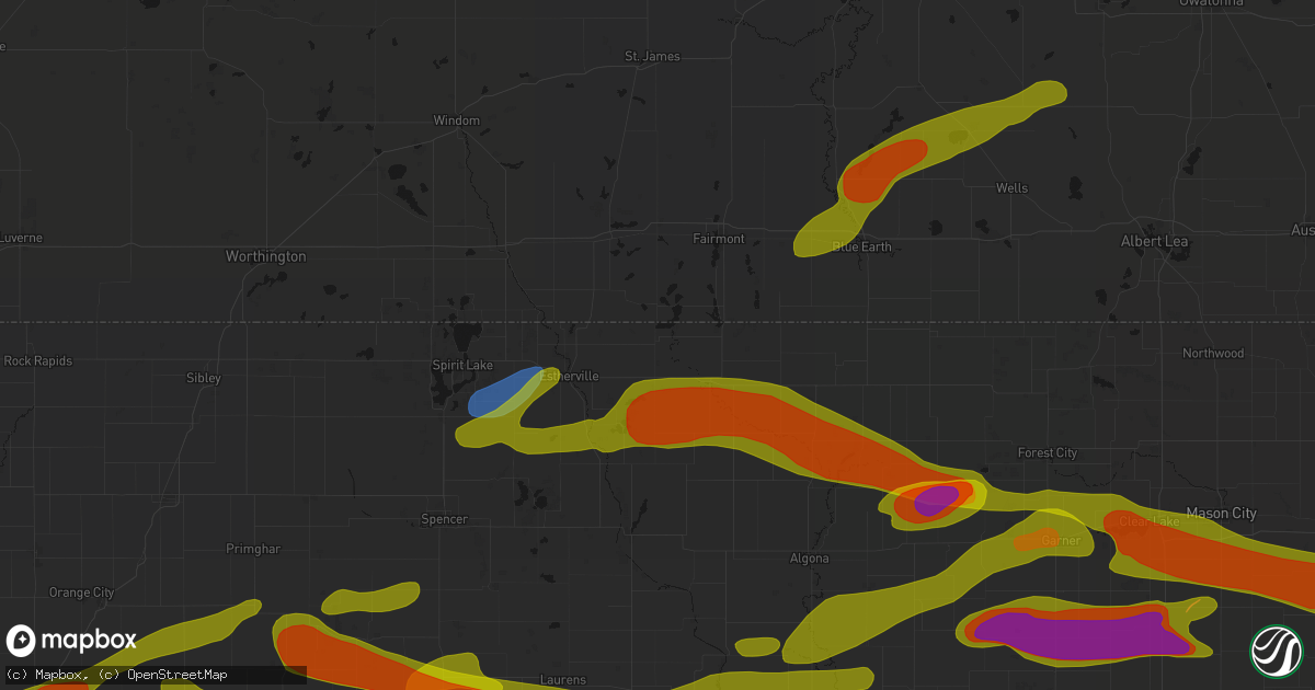 Hail map in Dolliver, IA on May 15, 2026
