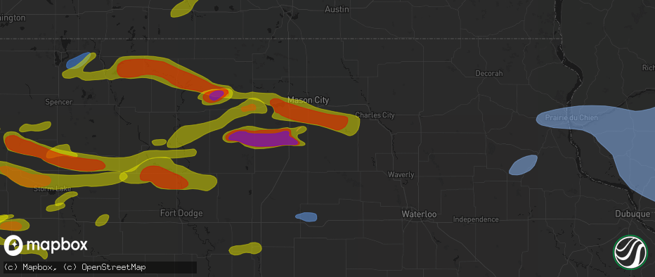 Hail map in Dougherty, IA on May 15, 2026