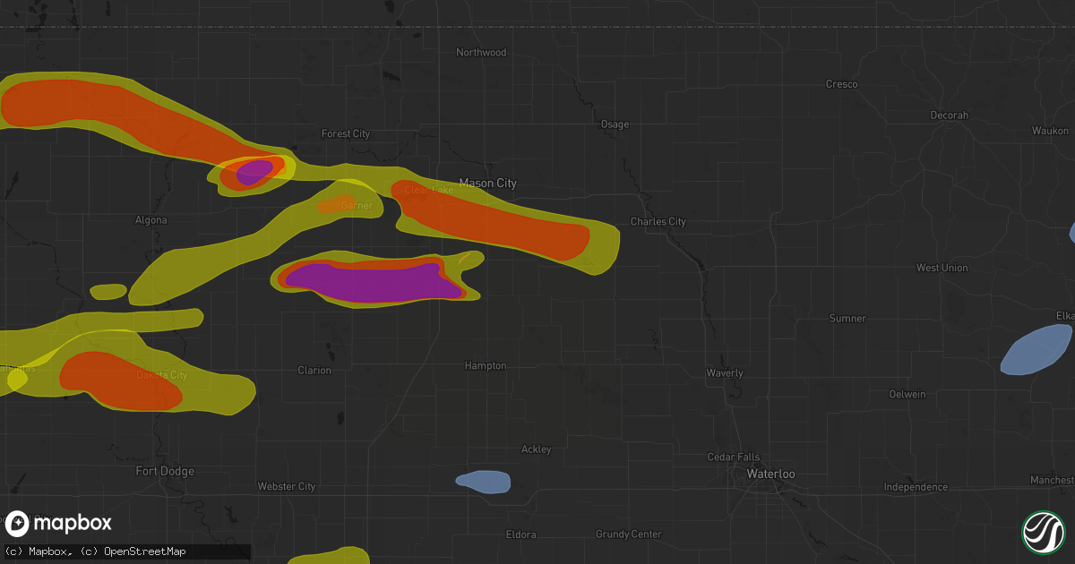 Hail map in Dougherty, IA on May 15, 2026